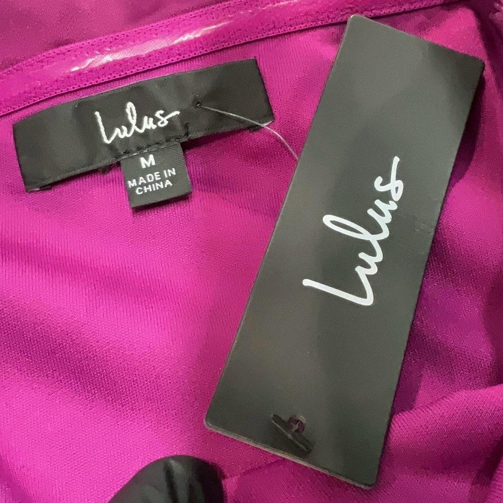 NWT Lulus Showing Off a Little Magenta Asymmetrical Tulip Midi Dress | Medium - Picture 10 of 10